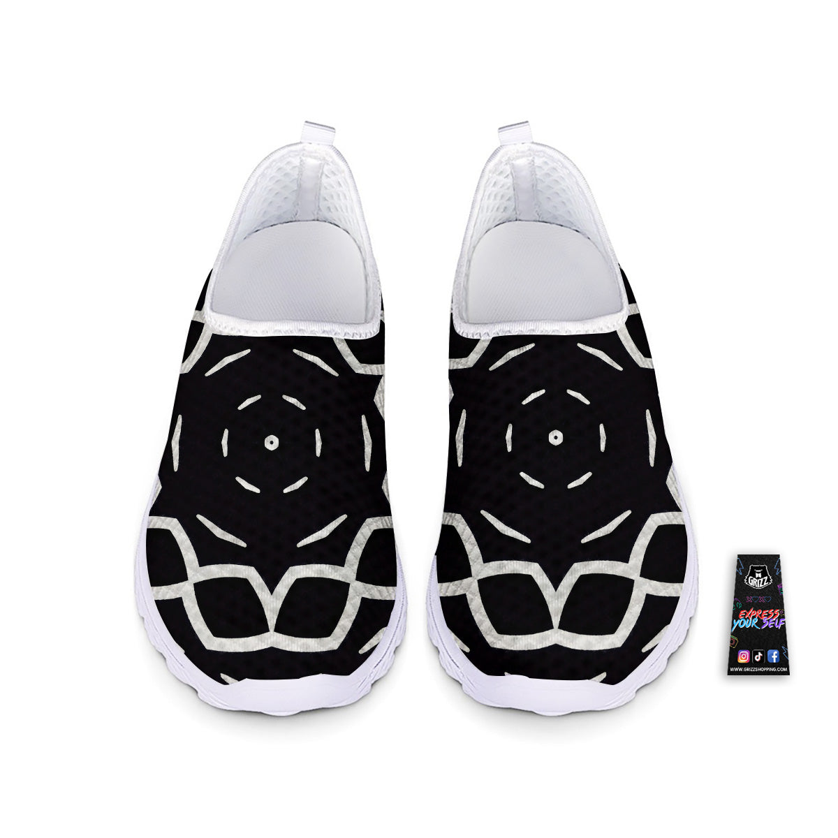 Kaleidoscope Black Print Nurse Shoes-grizzshop