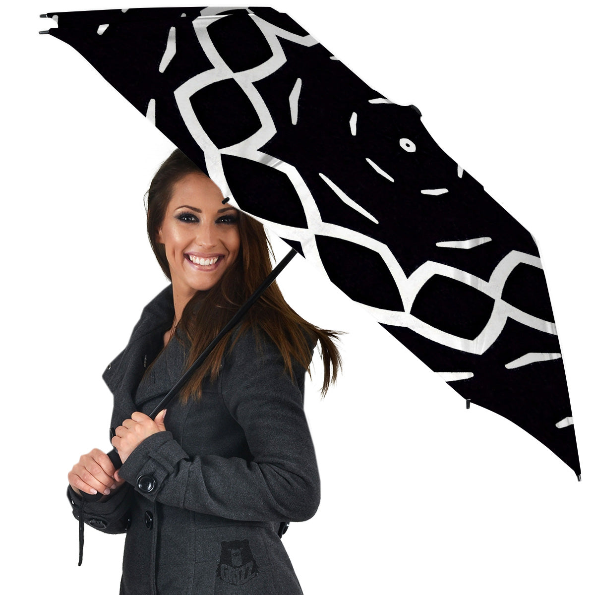 Kaleidoscope Black Print Umbrella-grizzshop