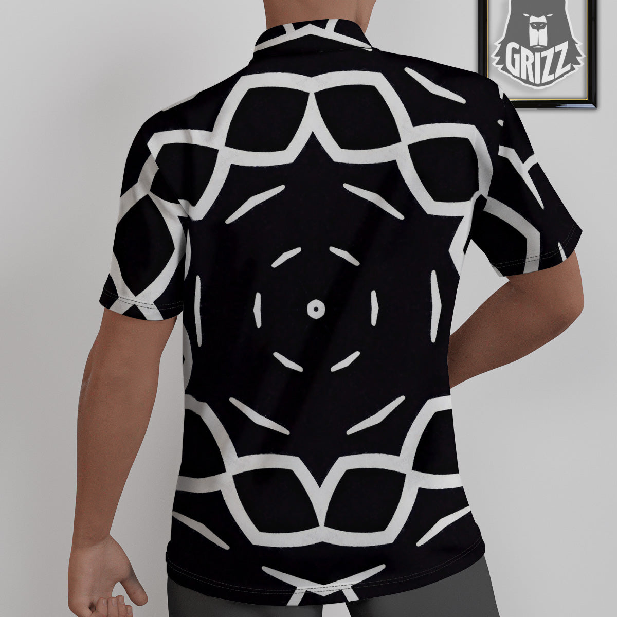 Kaleidoscope Black Print Untucked Shirts-grizzshop