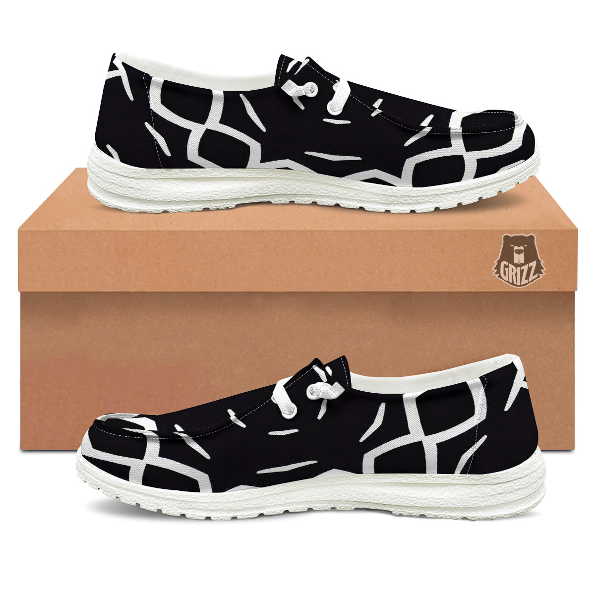 Kaleidoscope Black Print White Loafers-grizzshop