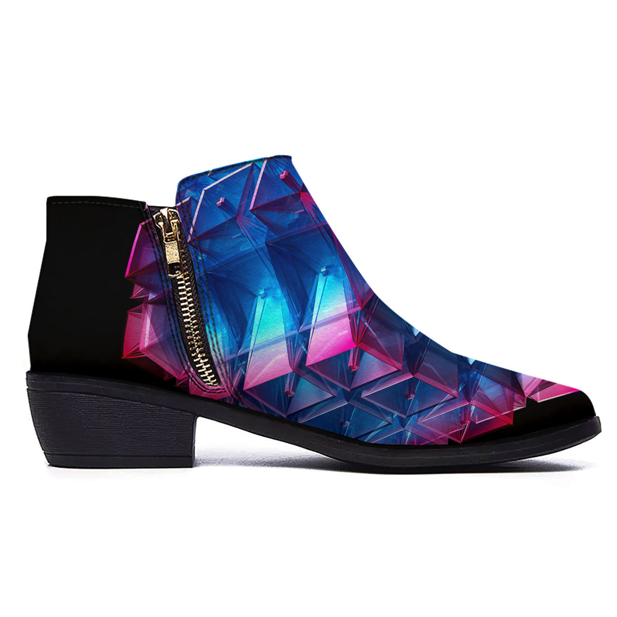 Kaleidoscope Blue And Purple Print Ankle Boots-grizzshop