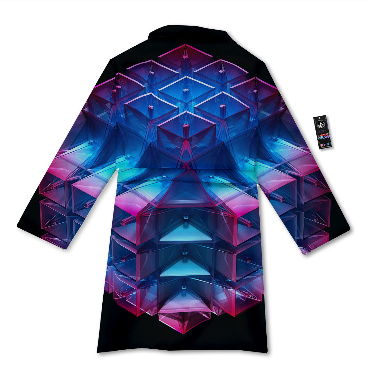 Kaleidoscope Blue And Purple Print Bathrobe-grizzshop
