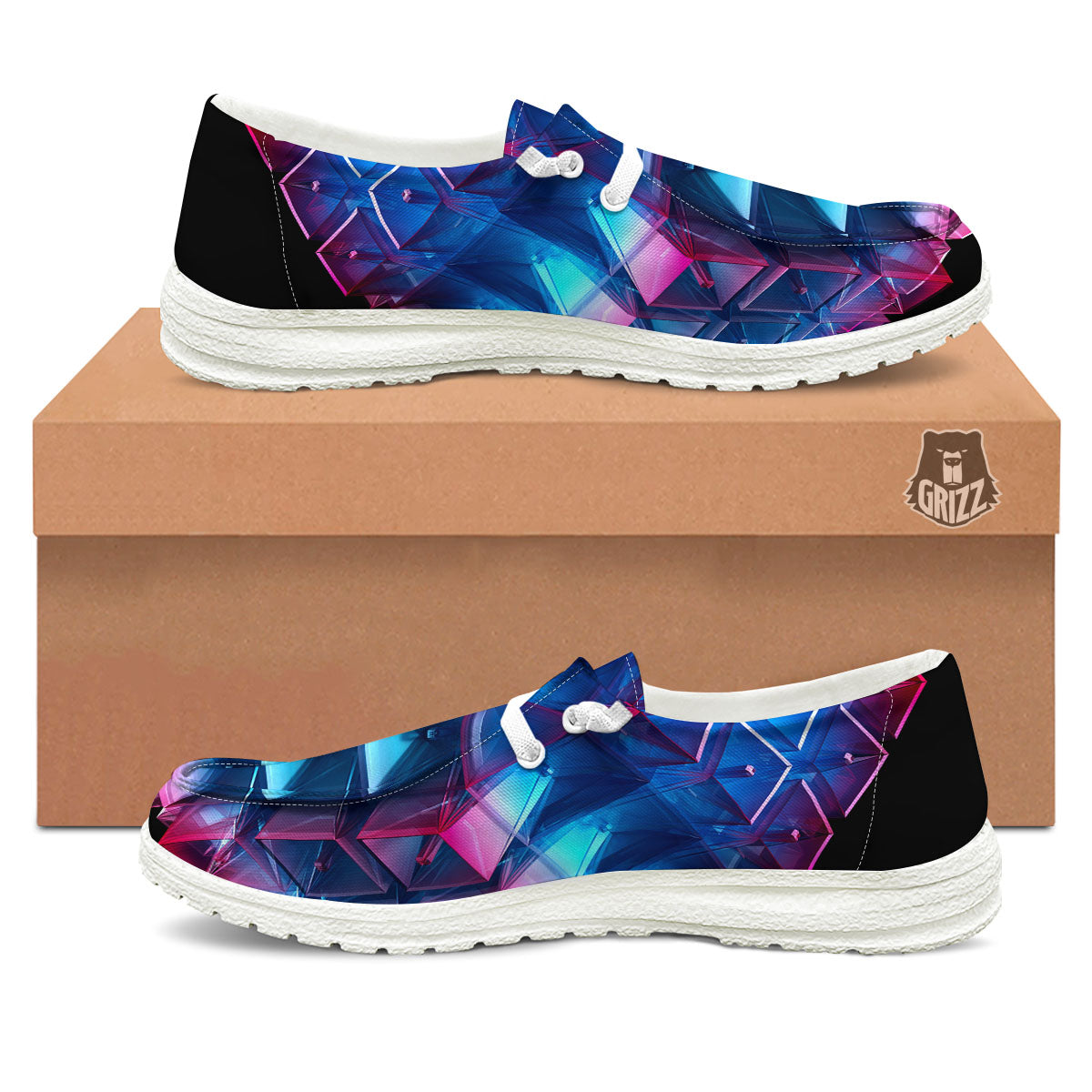 Kaleidoscope Blue And Purple Print Black Loafers-grizzshop