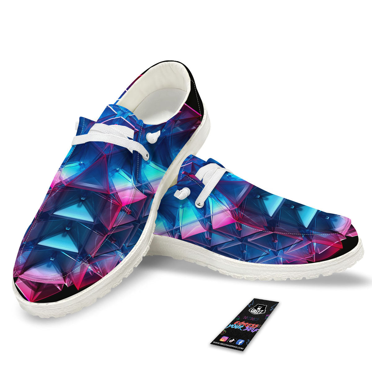 Kaleidoscope Blue And Purple Print Black Loafers-grizzshop