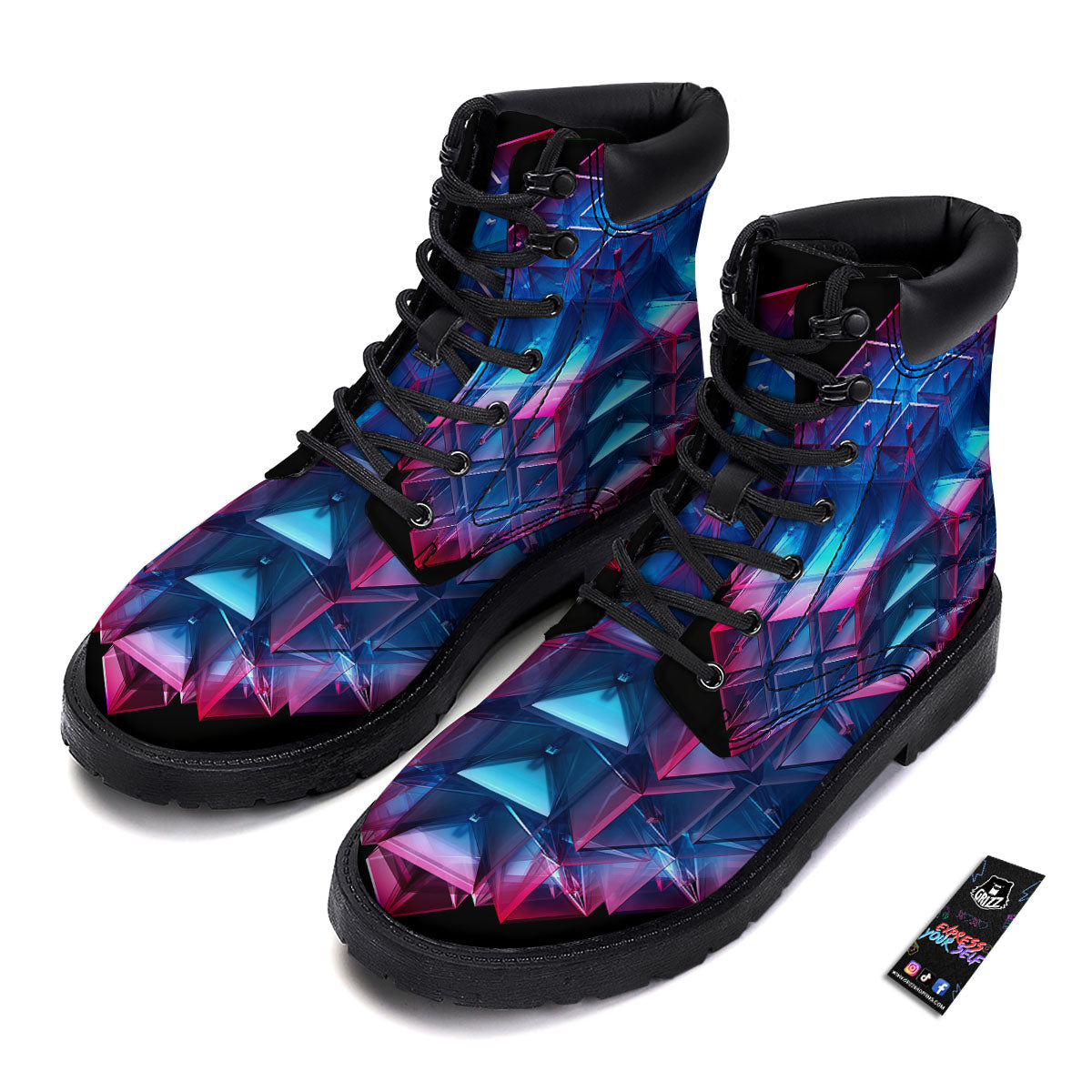Kaleidoscope Blue And Purple Print Boots-grizzshop
