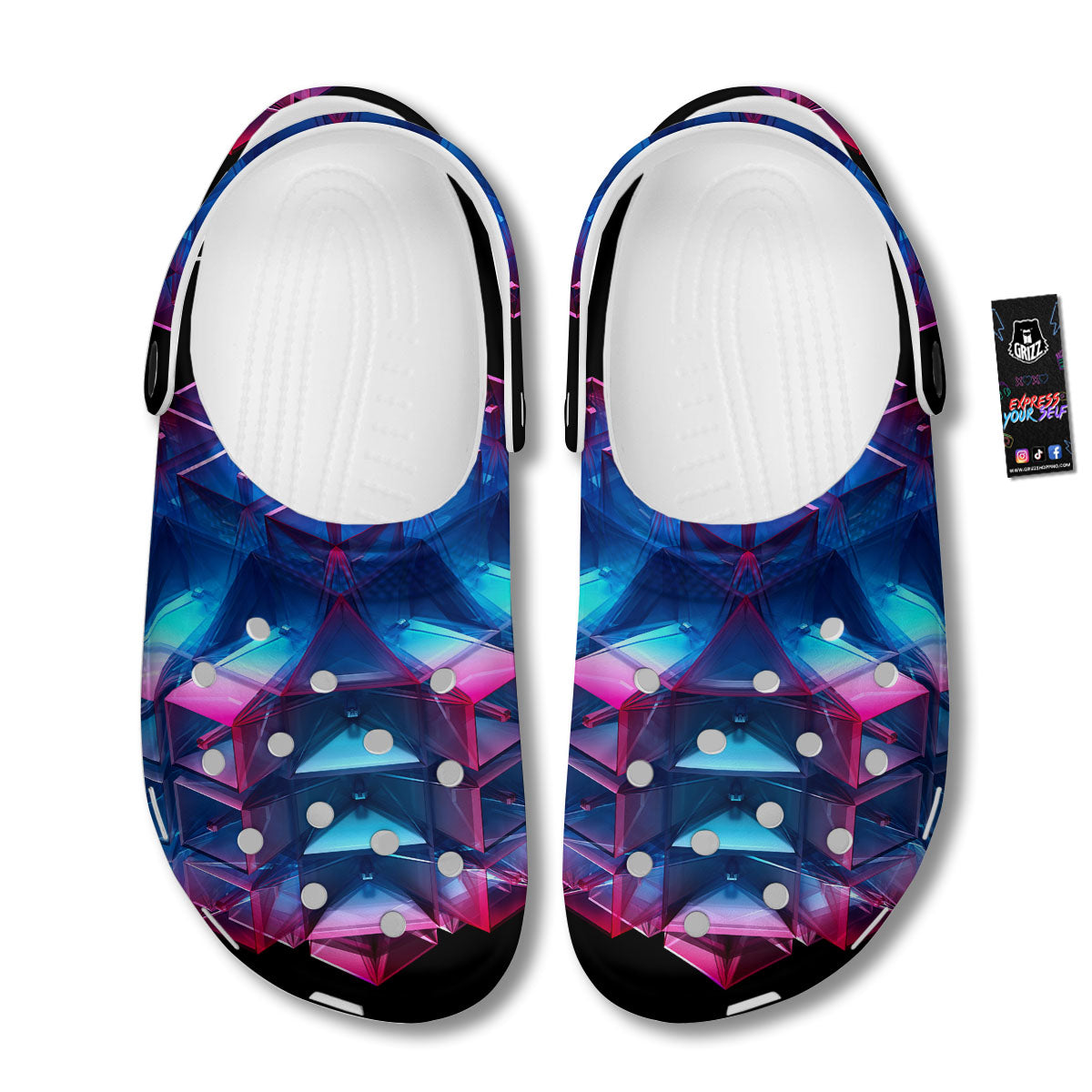 Kaleidoscope Blue And Purple Print Clog-grizzshop