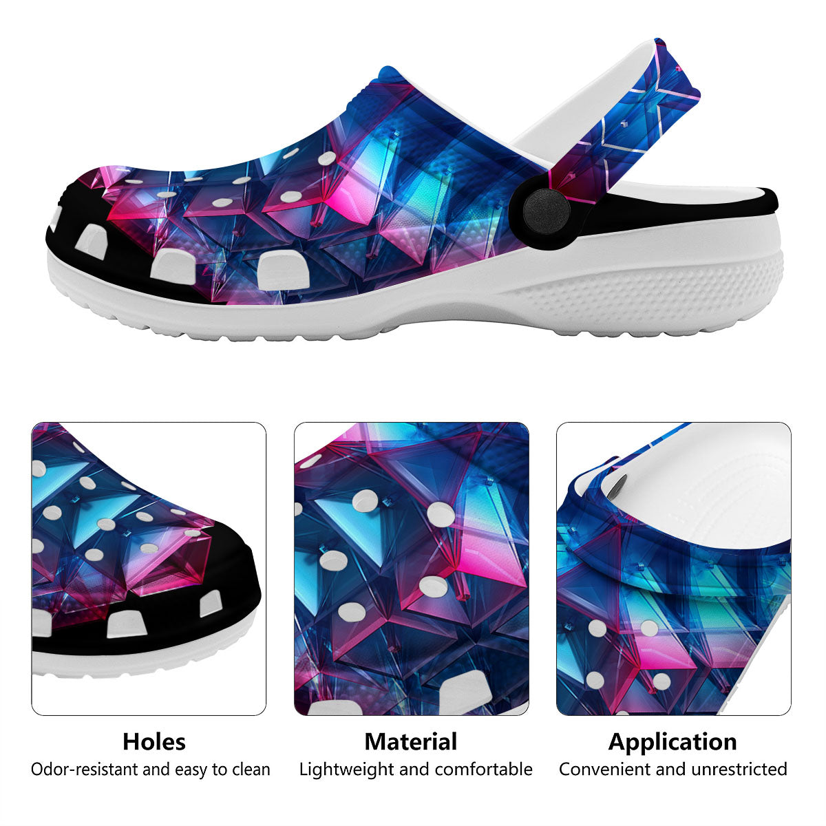 Kaleidoscope Blue And Purple Print Clog-grizzshop