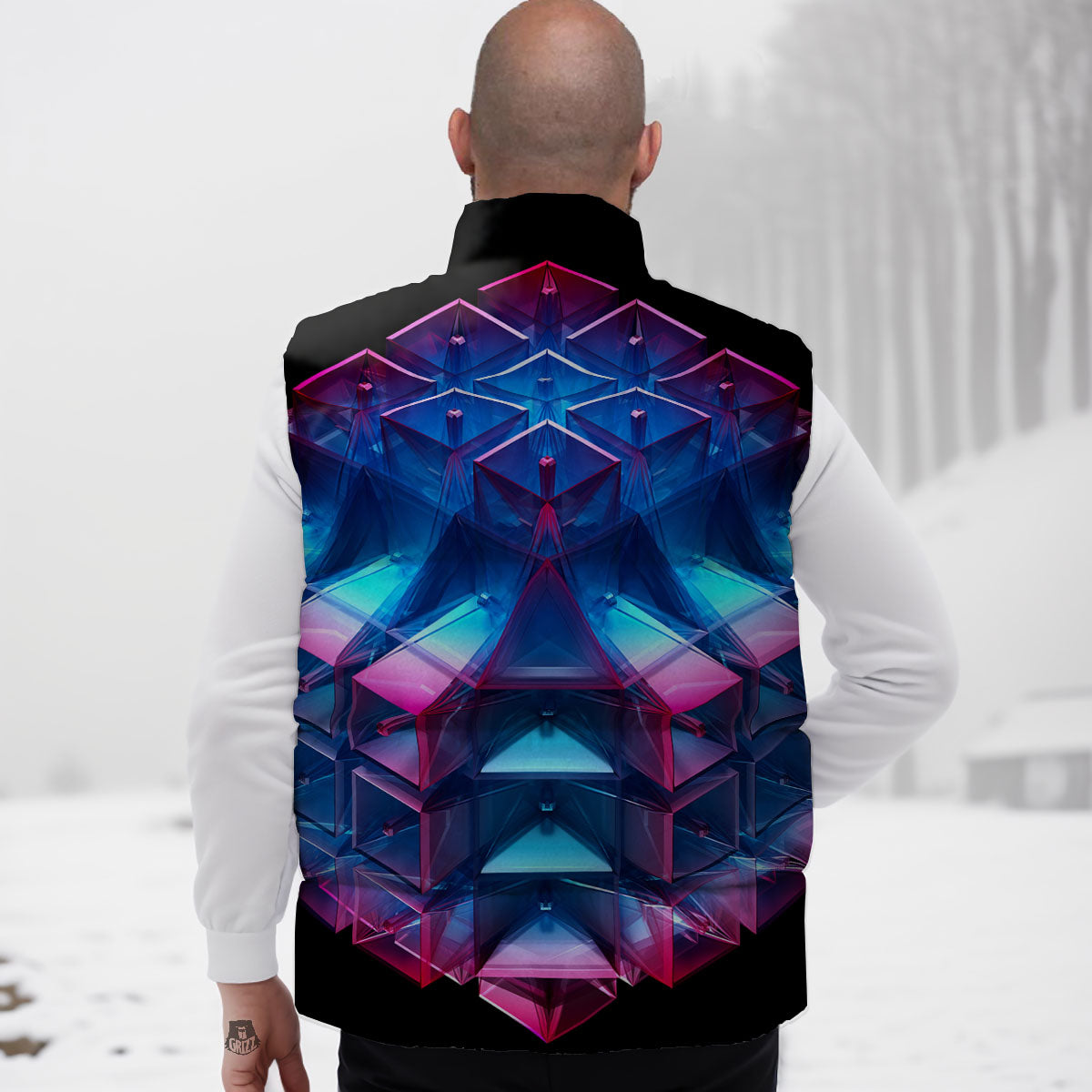 Kaleidoscope Blue And Purple Print Down Vest