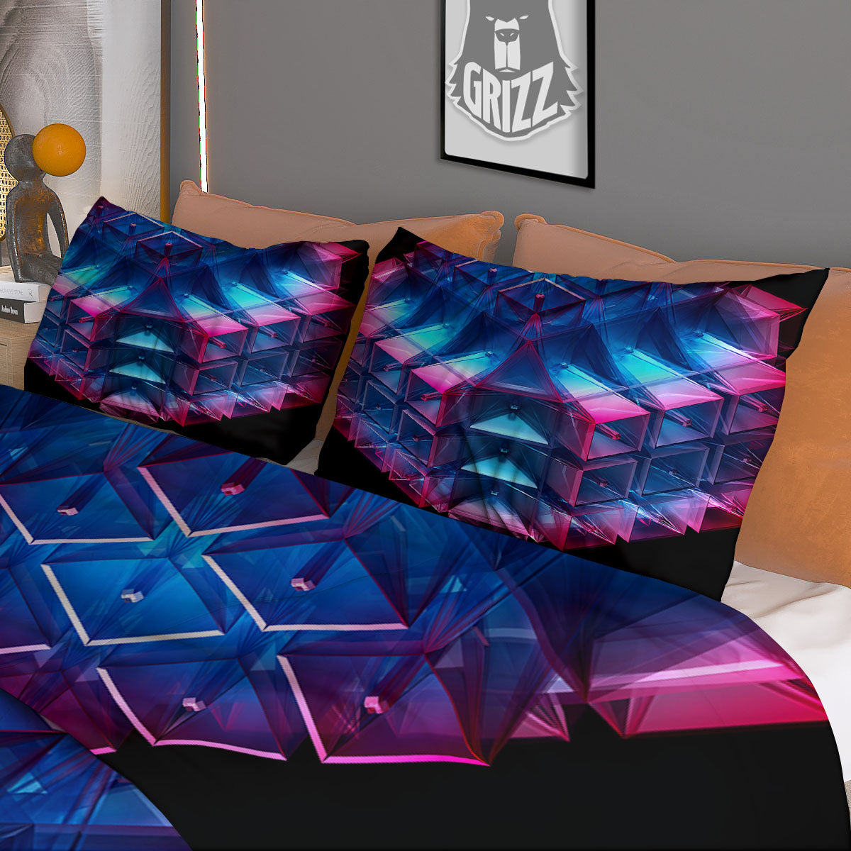 Kaleidoscope Flower Yellow Print Pattern Duvet Cover Bedding Set