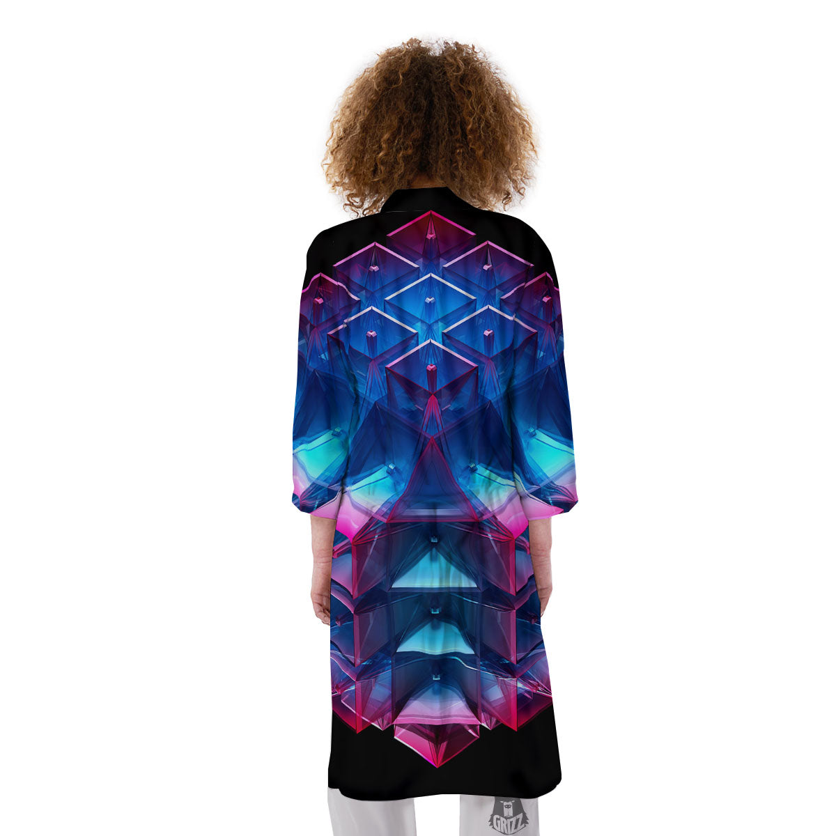 Kaleidoscope Blue And Purple Print Kimono-grizzshop