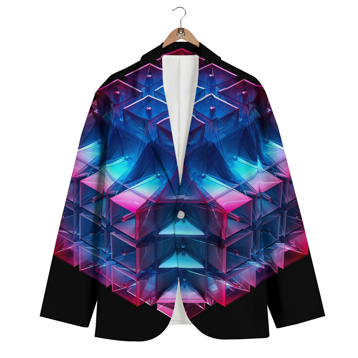 Kaleidoscope Blue And Purple Print Men's Blazer-grizzshop