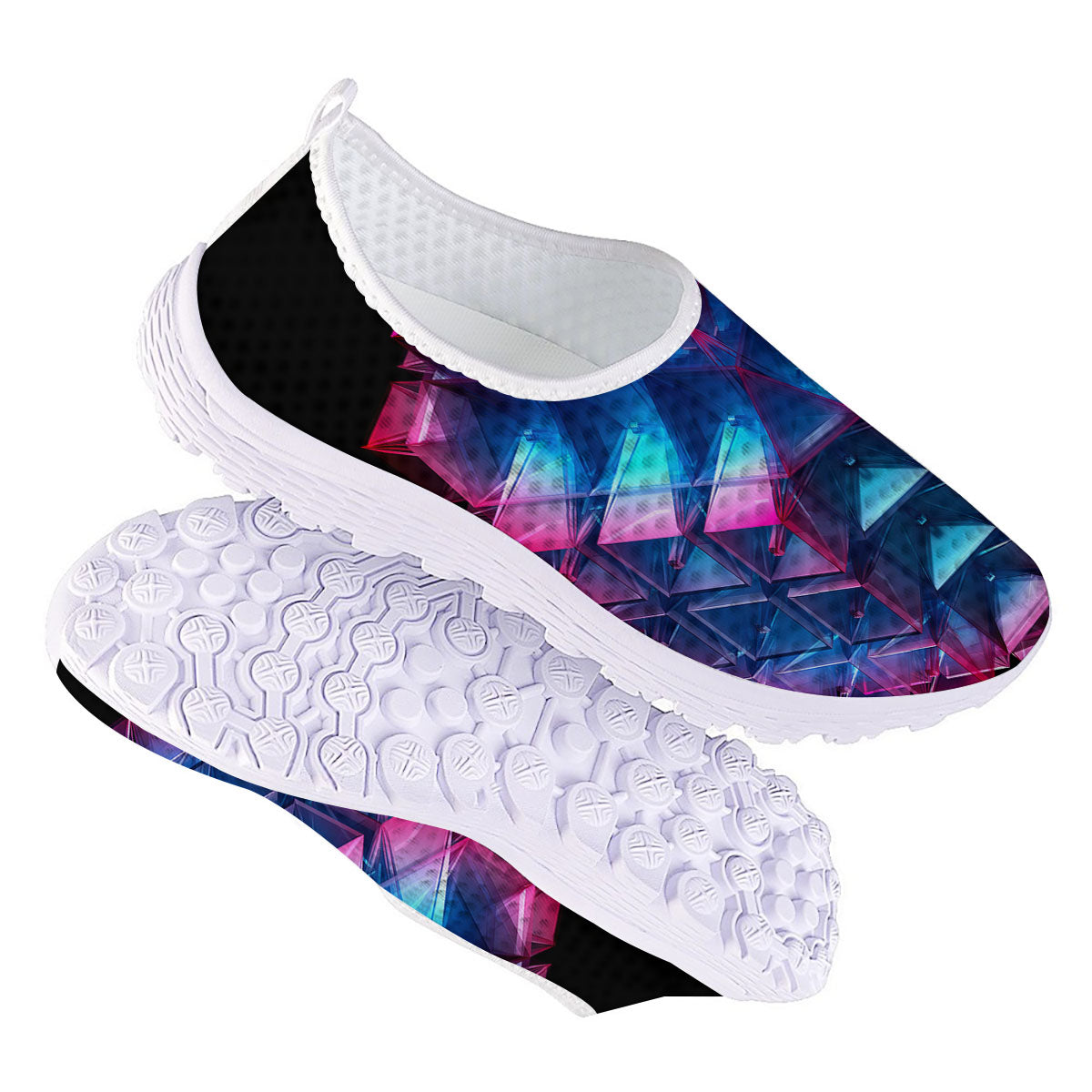 Kaleidoscope Blue And Purple Print Nurse Shoes-grizzshop
