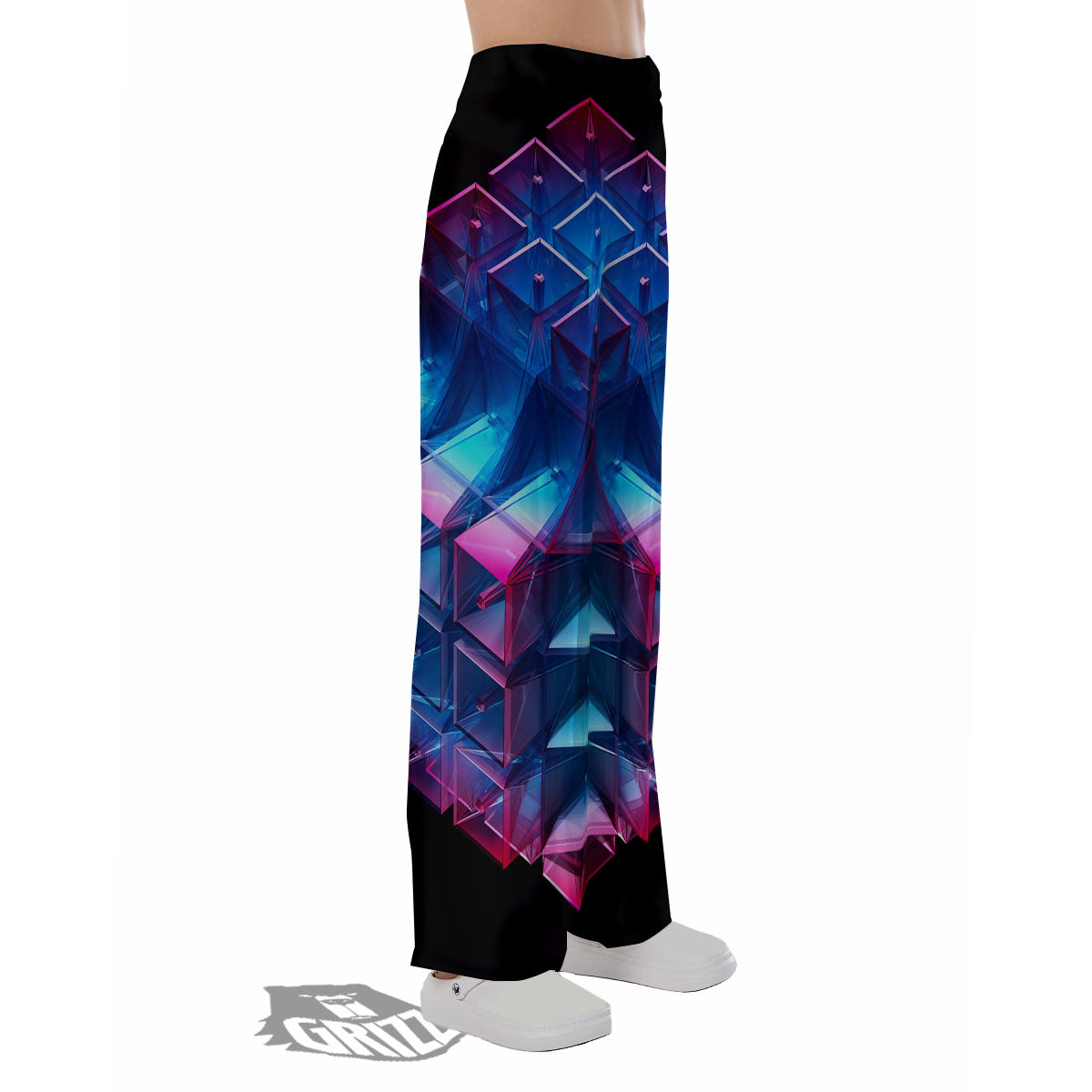 Kaleidoscope Blue And Purple Print Pajama Pants-grizzshop