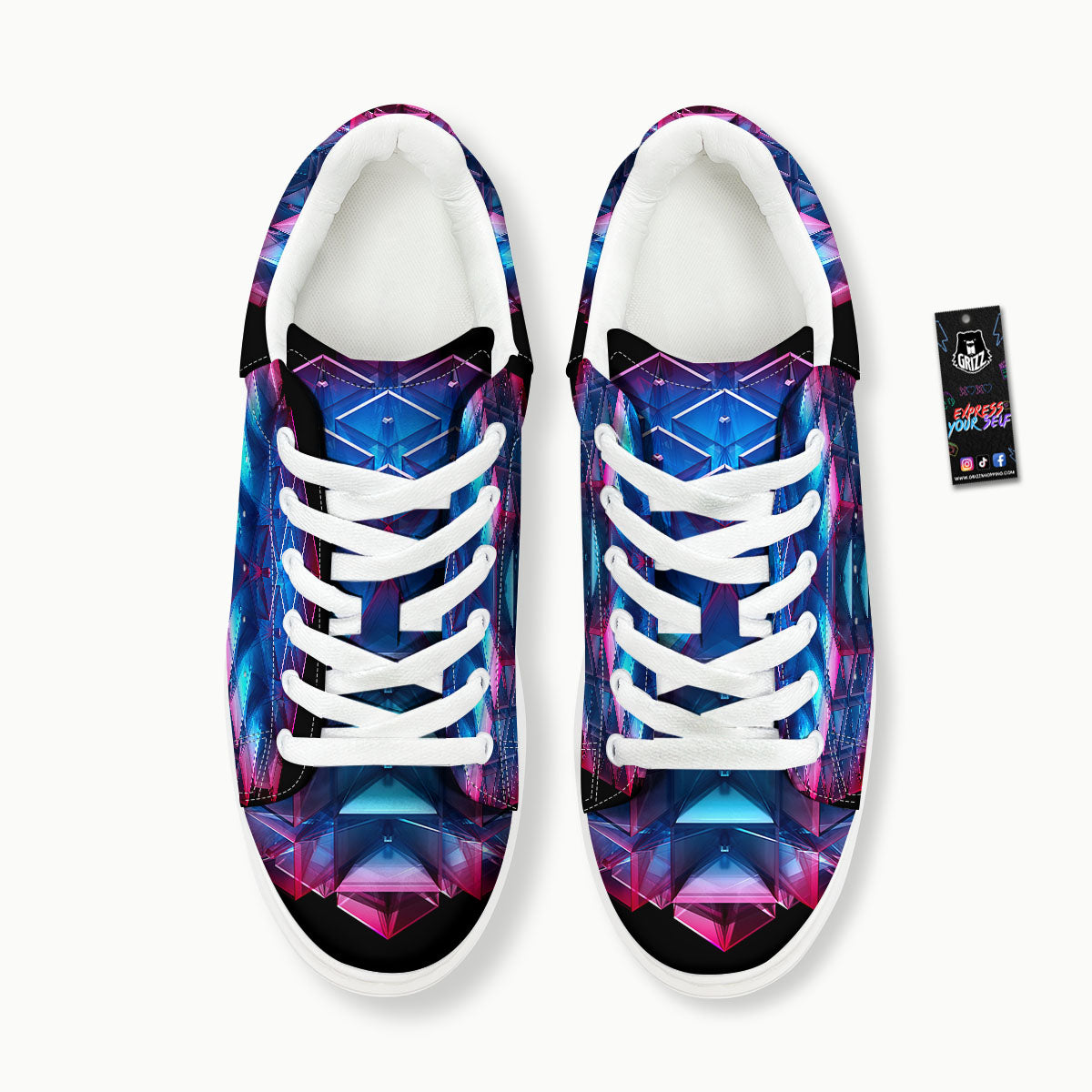 Kaleidoscope Blue And Purple Print Platform Shoes-grizzshop