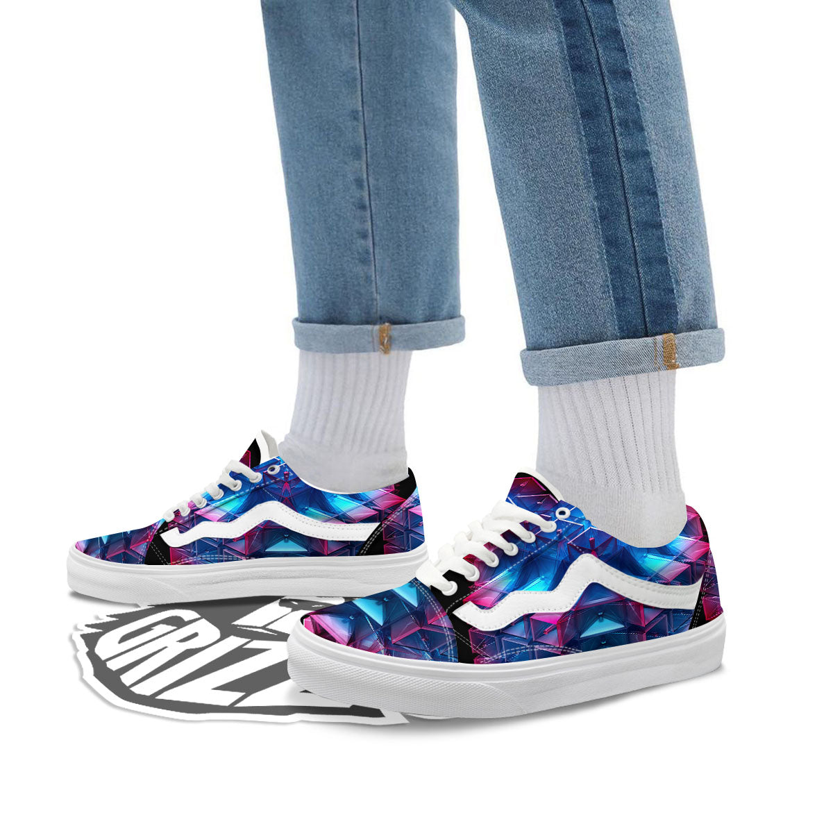 Kaleidoscope Blue And Purple Print Skate Shoes-grizzshop