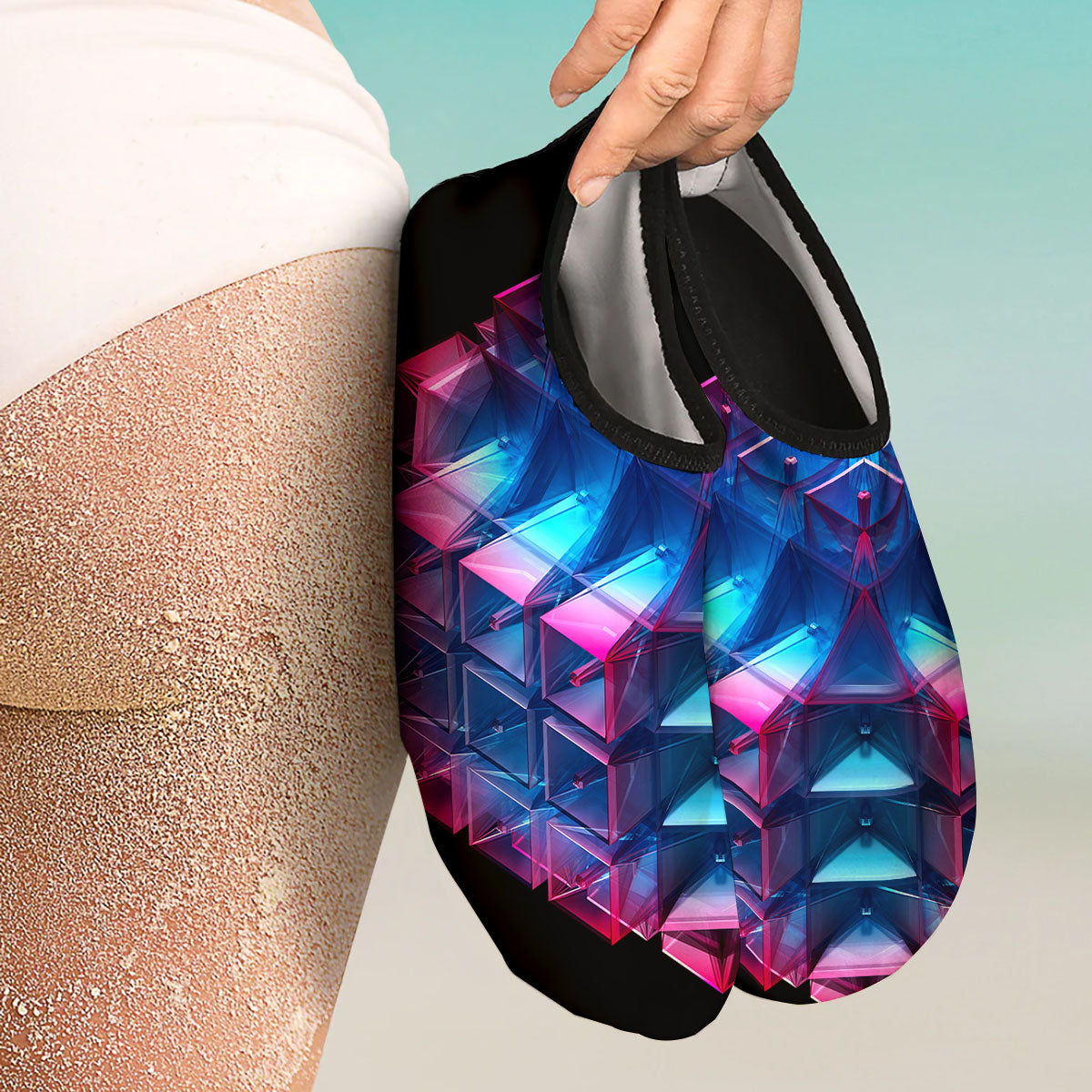 Kaleidoscope Blue And Purple Print Water Shoes-grizzshop