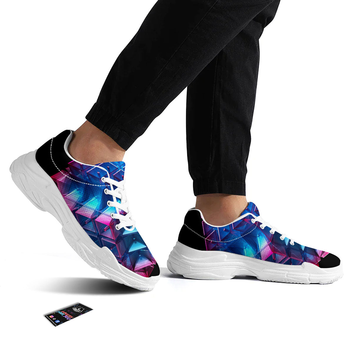 Kaleidoscope Blue And Purple Print White Chunky Shoes-grizzshop