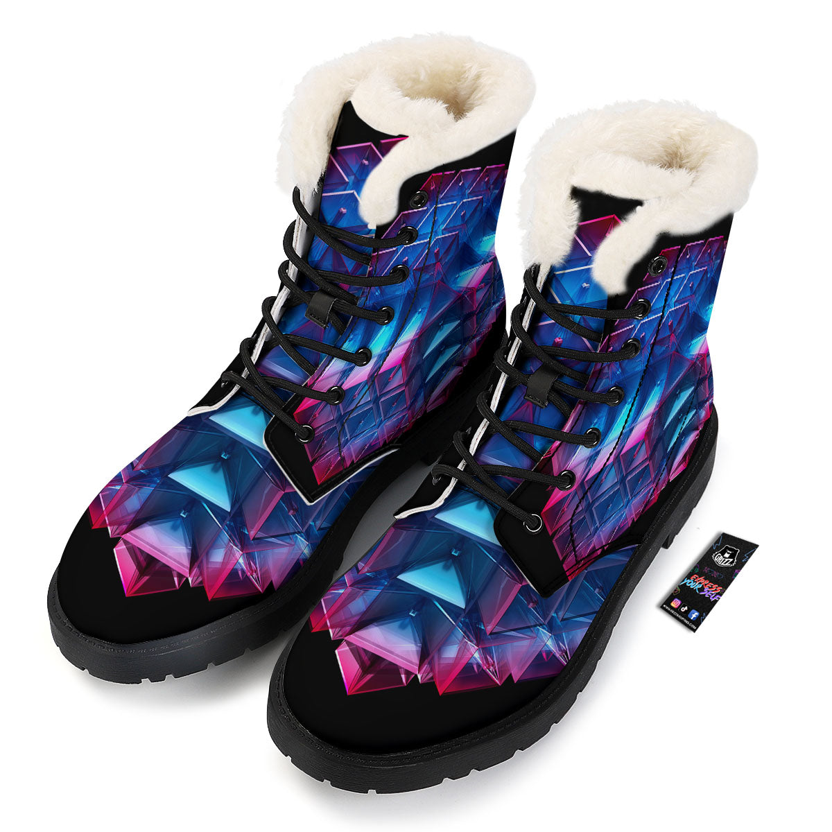 Kaleidoscope Blue And Purple Print Winter Boots-grizzshop