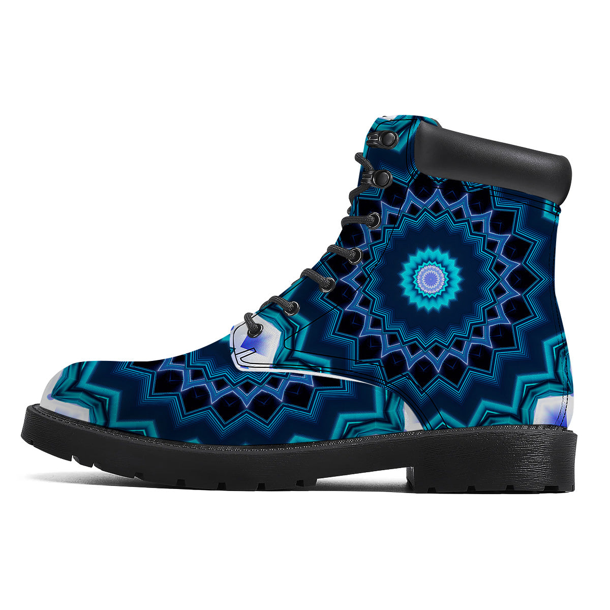 Kaleidoscope Blue Crystal Print Boots-grizzshop