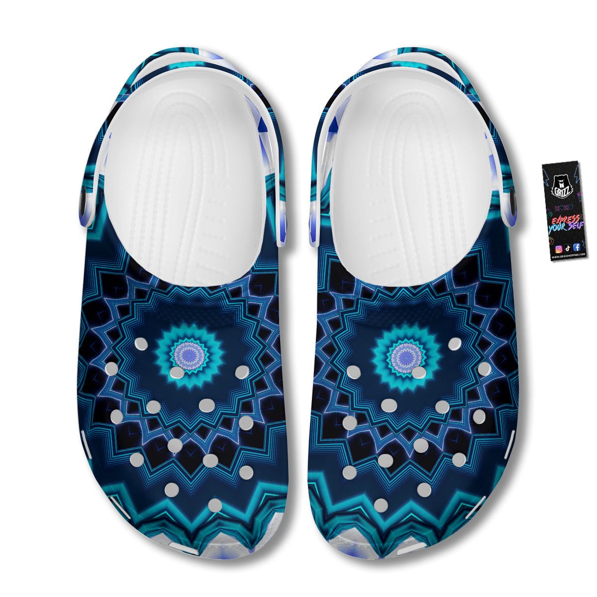 Kaleidoscope Blue Crystal Print Clog-grizzshop