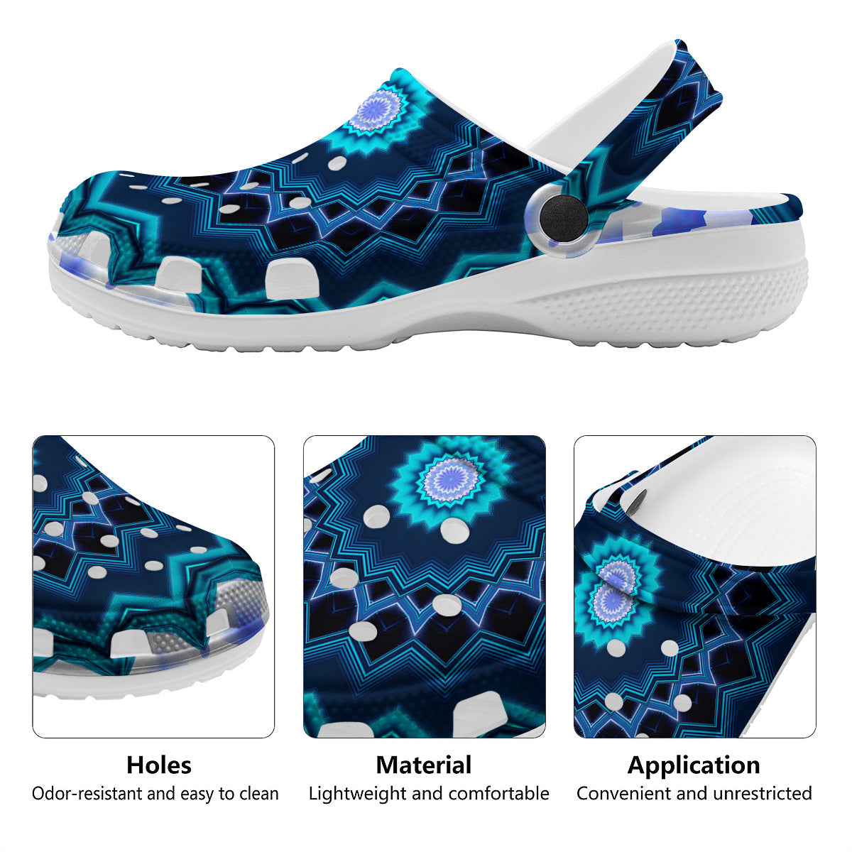 Kaleidoscope Blue Crystal Print Clog-grizzshop