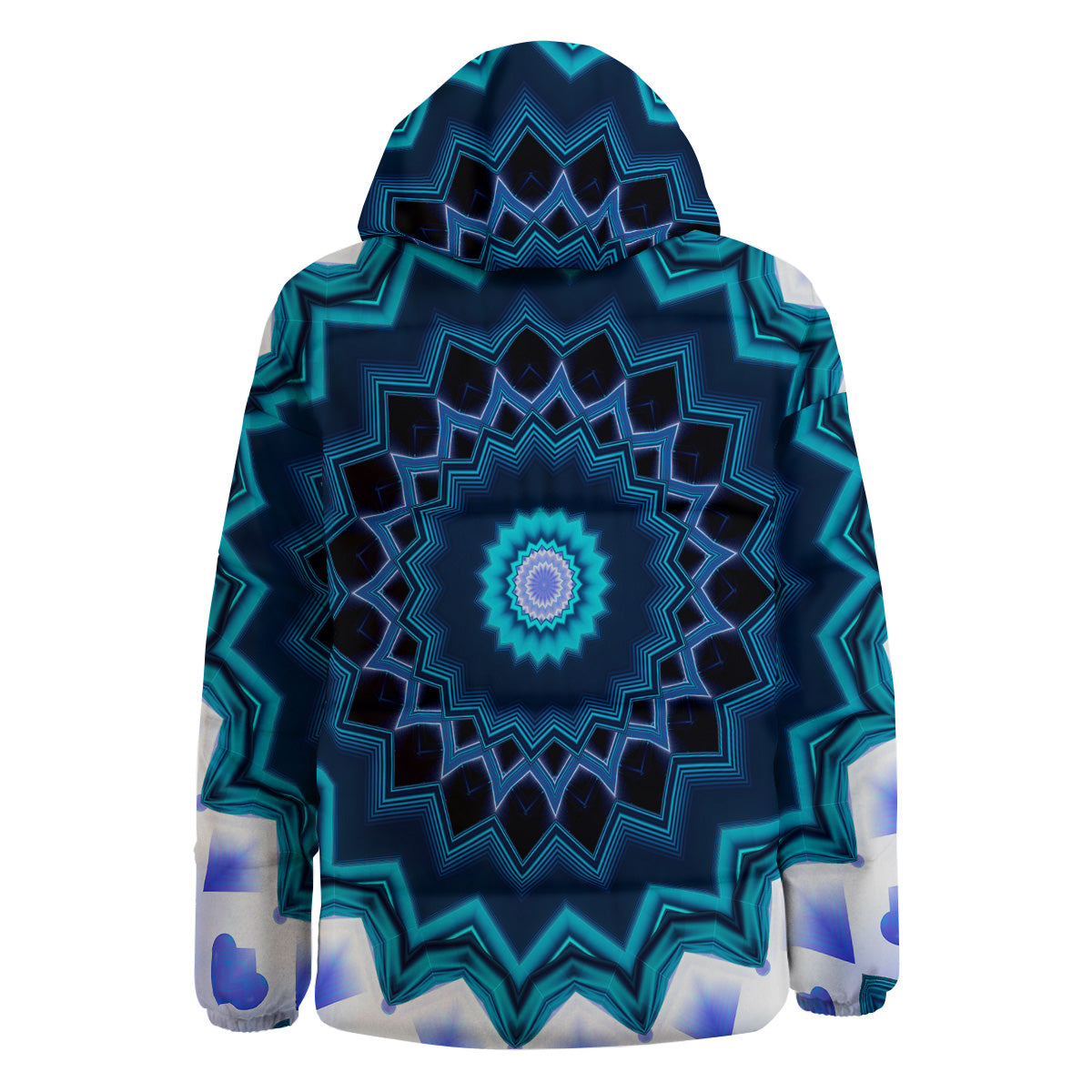 Kaleidoscope Blue Crystal Print Down Jacket-grizzshop