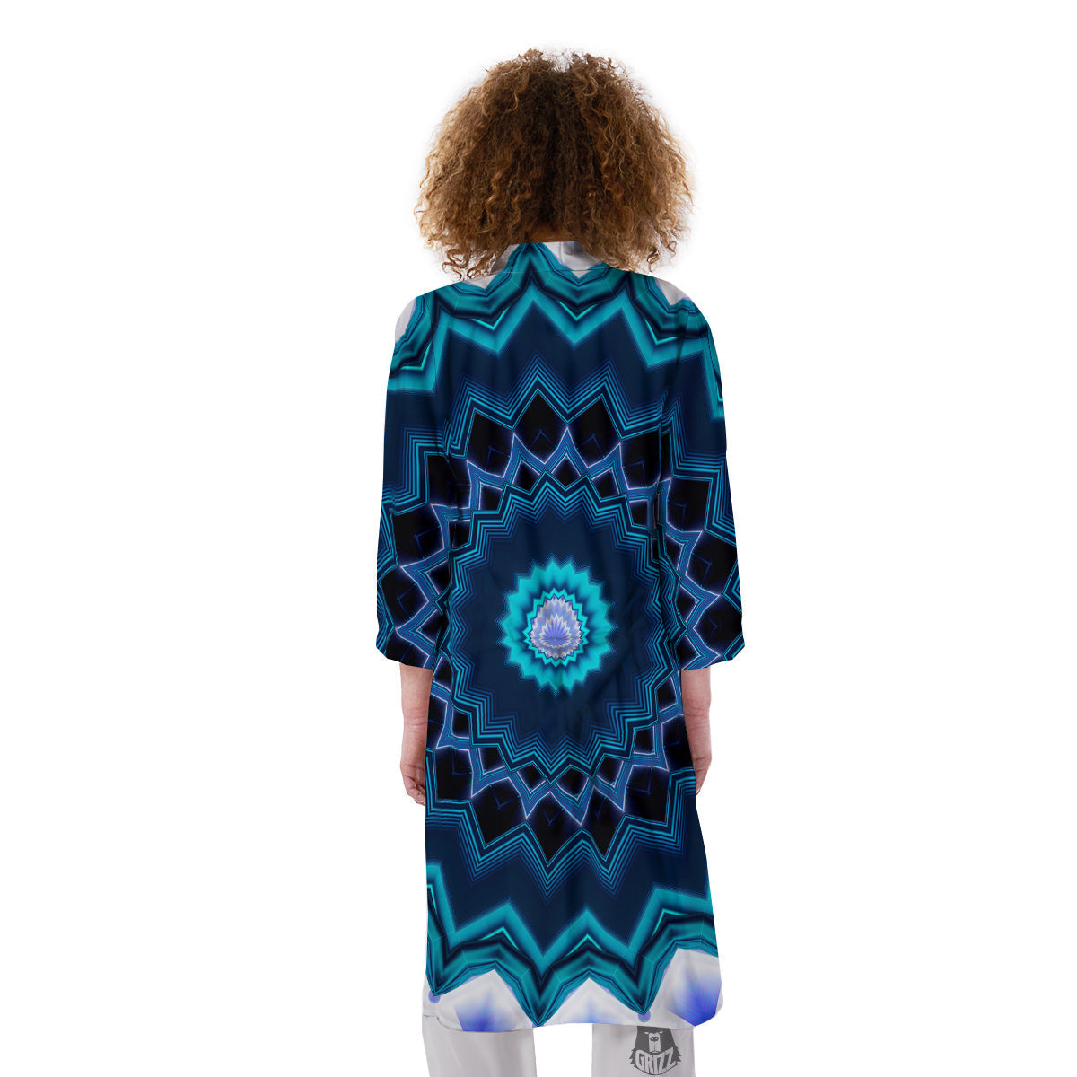 Kaleidoscope Blue Crystal Print Kimono-grizzshop