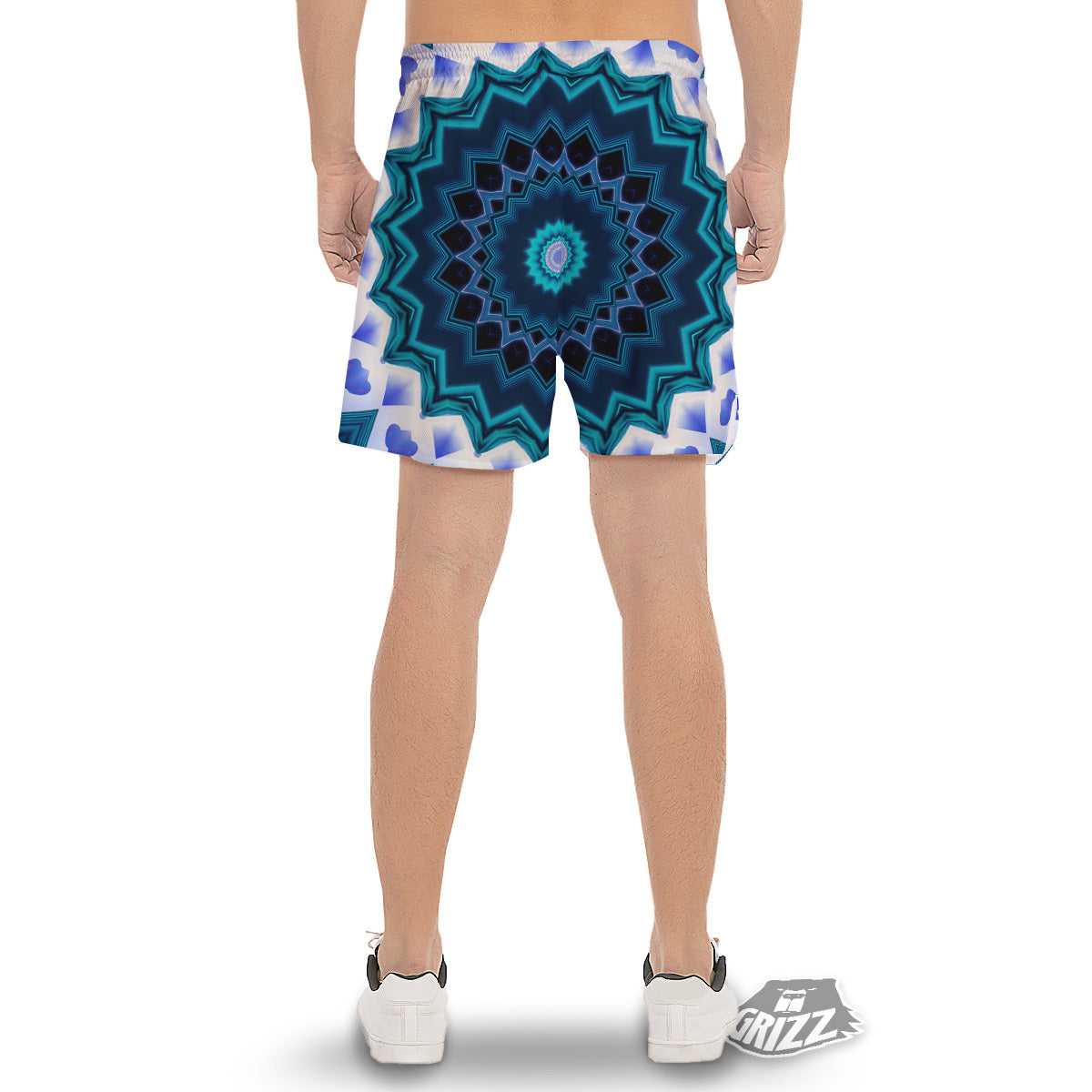 Kaleidoscope Blue Crystal Print Men's Gym Shorts-grizzshop