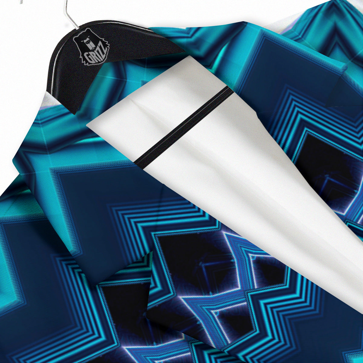 Kaleidoscope Blue Crystal Print Men's Sport Coat-grizzshop