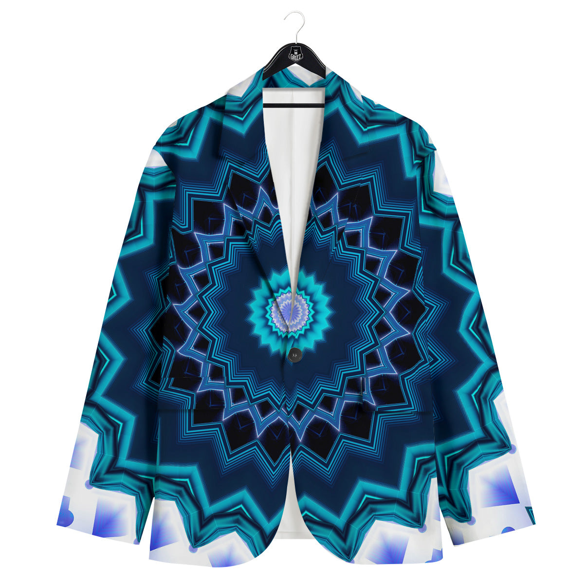 Kaleidoscope Blue Crystal Print Men's Sport Coat-grizzshop