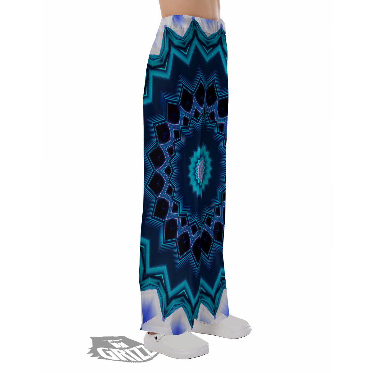Kaleidoscope Blue Crystal Print Pajama Pants-grizzshop