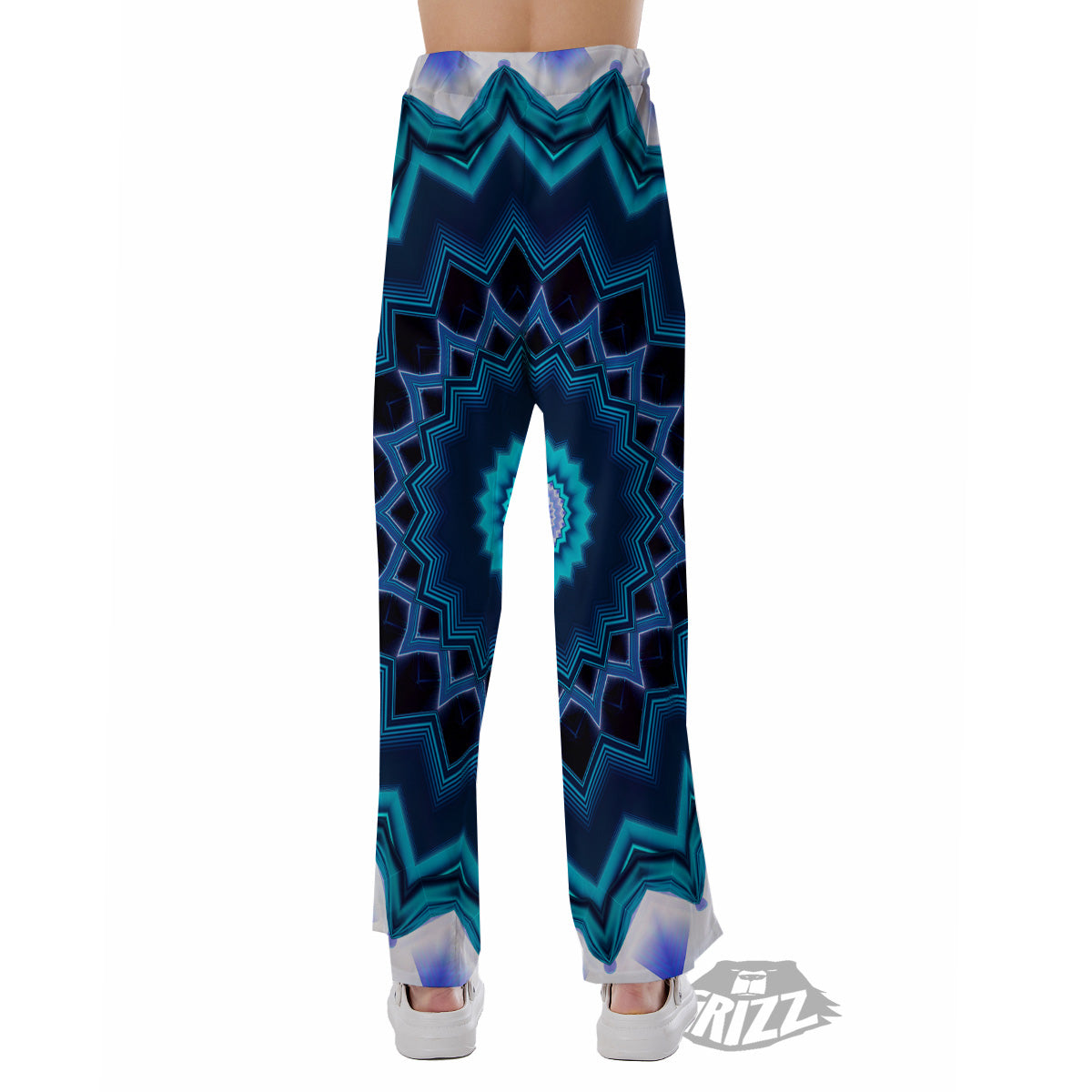 Kaleidoscope Blue Crystal Print Pajama Pants-grizzshop