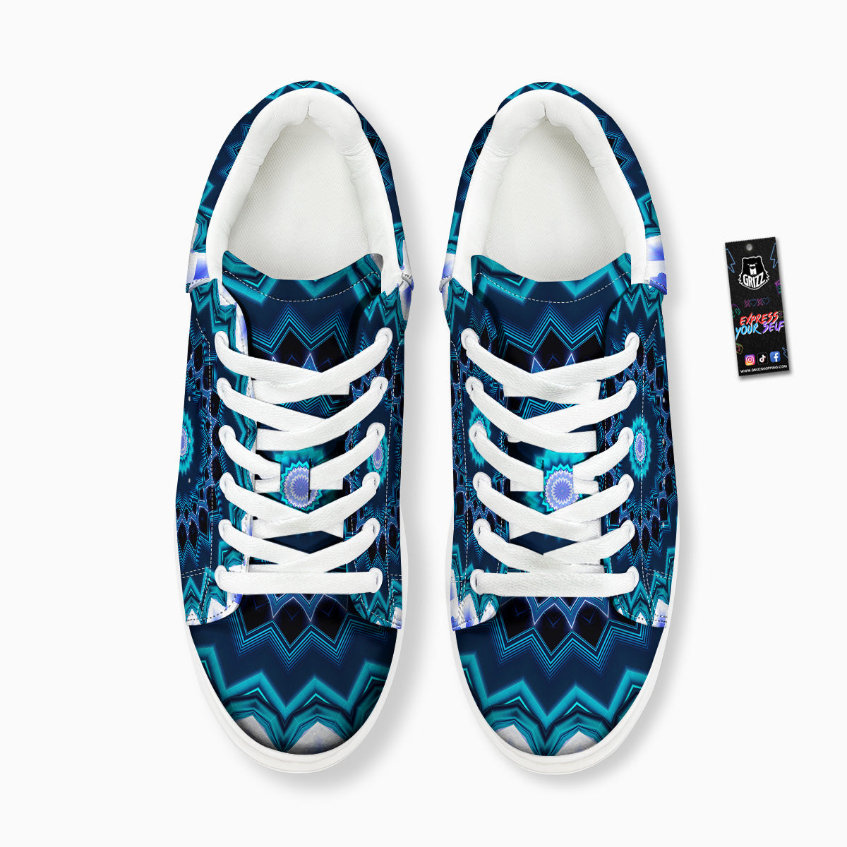 Kaleidoscope Blue Crystal Print Platform Shoes-grizzshop