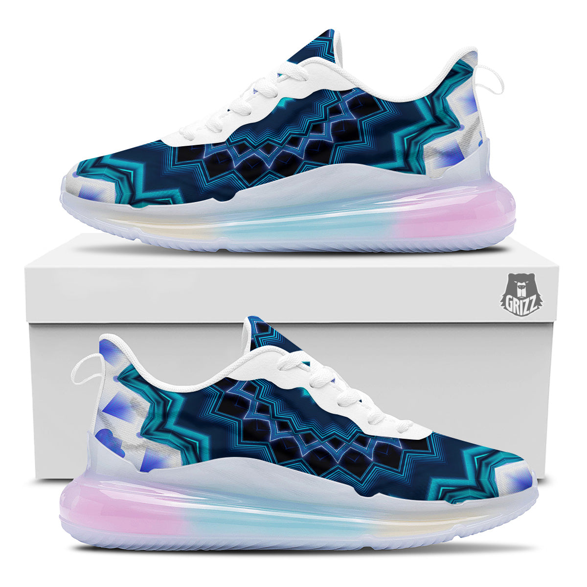 Kaleidoscope Blue Crystal Print Running Sneakers-grizzshop