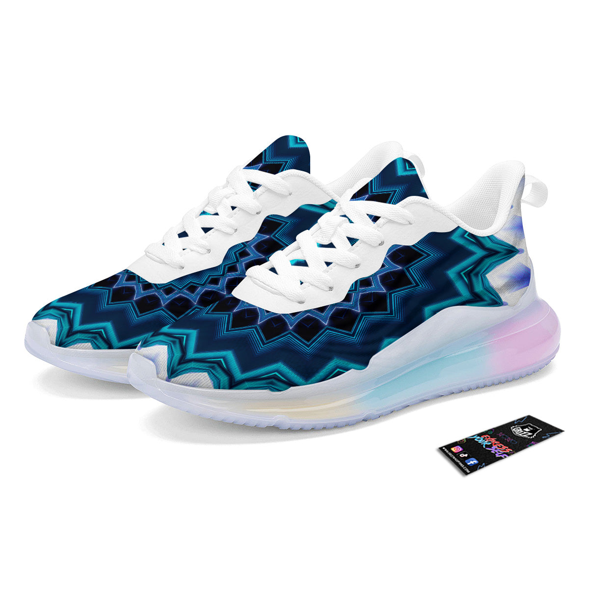 Kaleidoscope Blue Crystal Print Running Sneakers-grizzshop