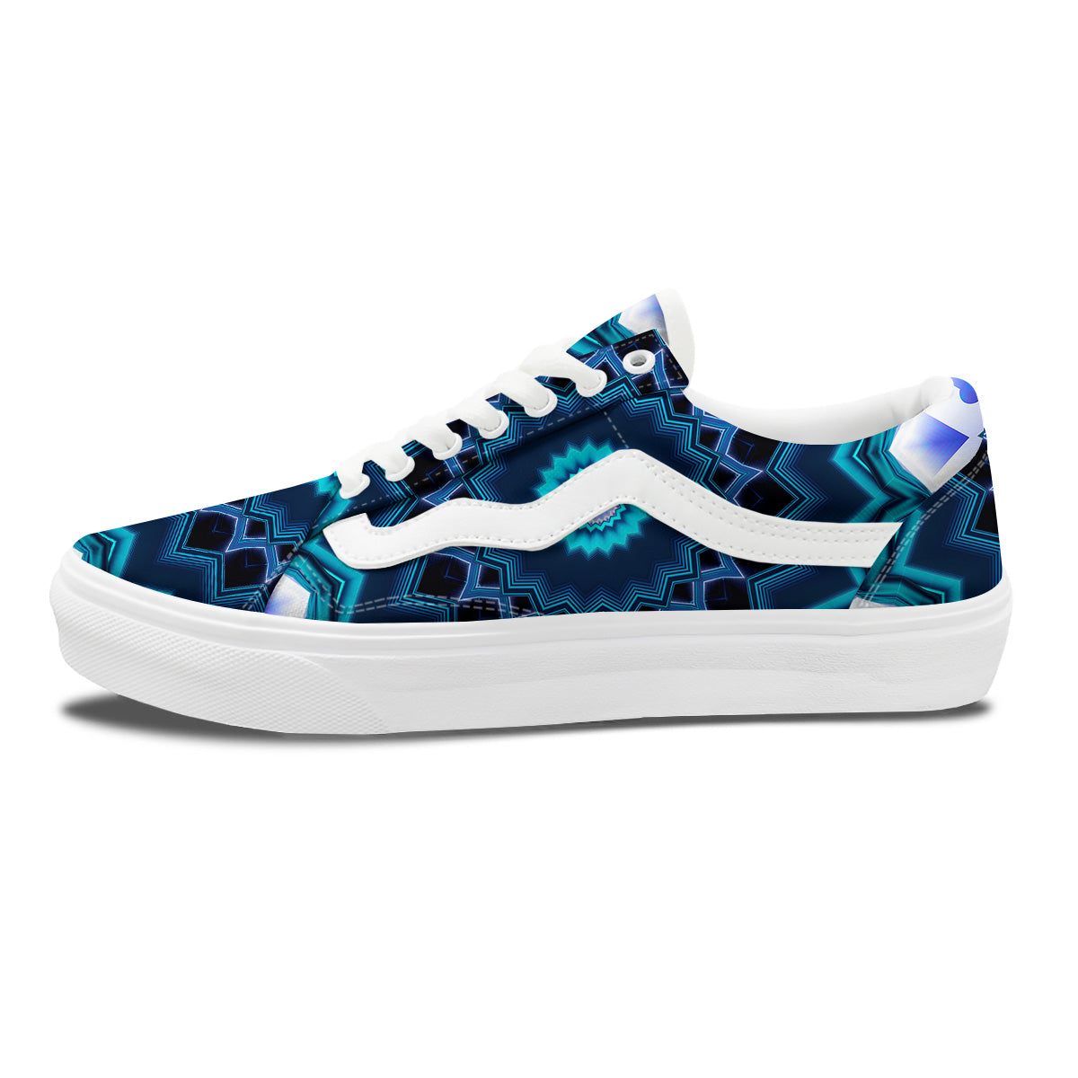 Kaleidoscope Blue Crystal Print Skate Shoes-grizzshop