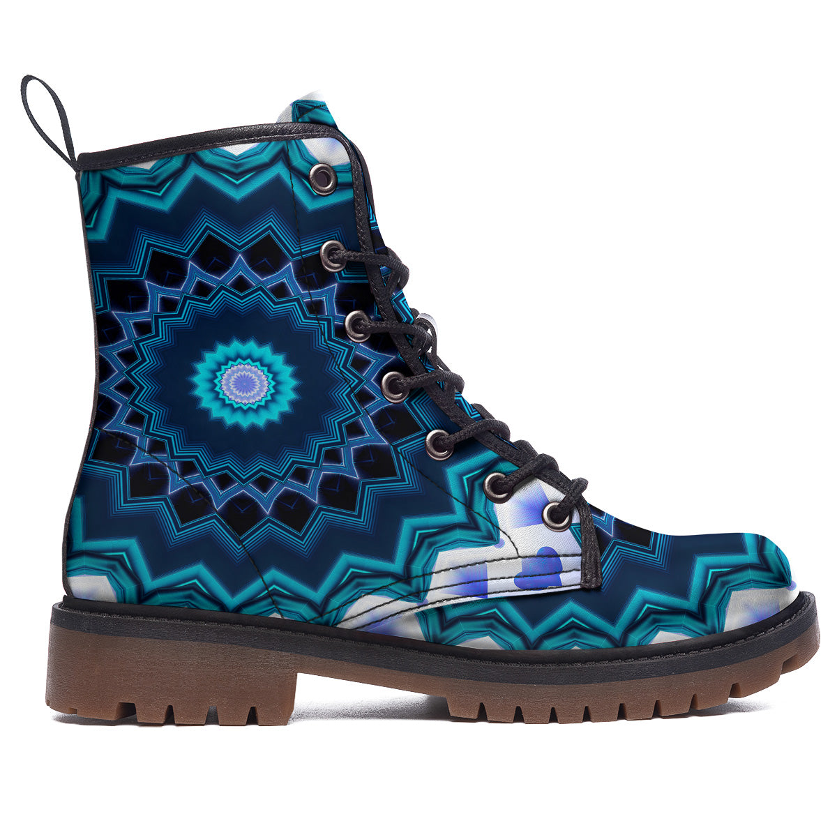 Kaleidoscope Blue Crystal Print Work Boots-grizzshop