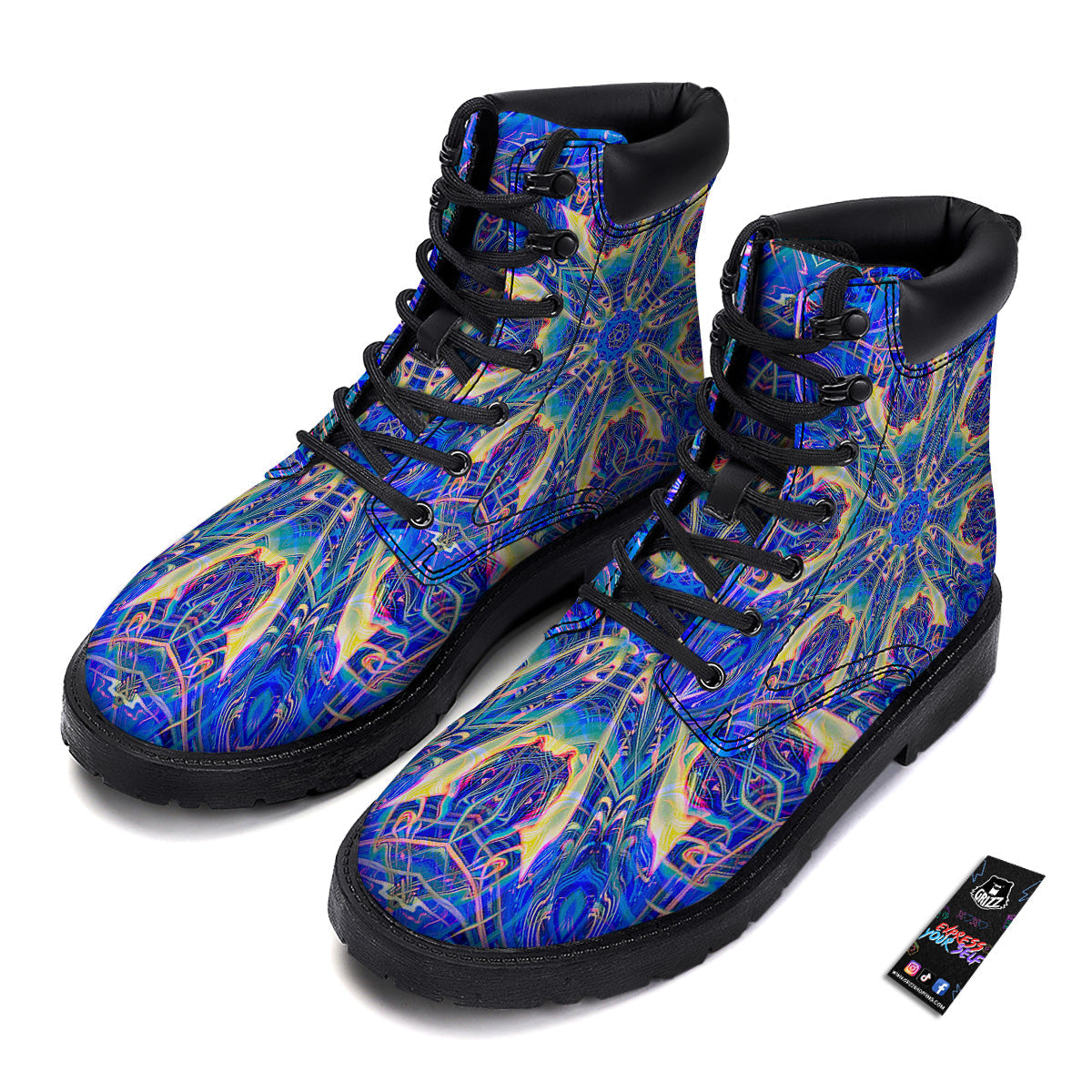 Kaleidoscope Blue Print Boots-grizzshop