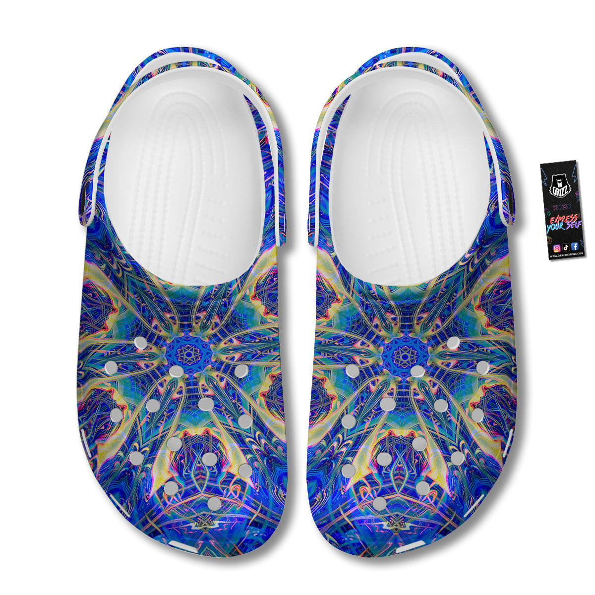 Kaleidoscope Blue Print Clog-grizzshop