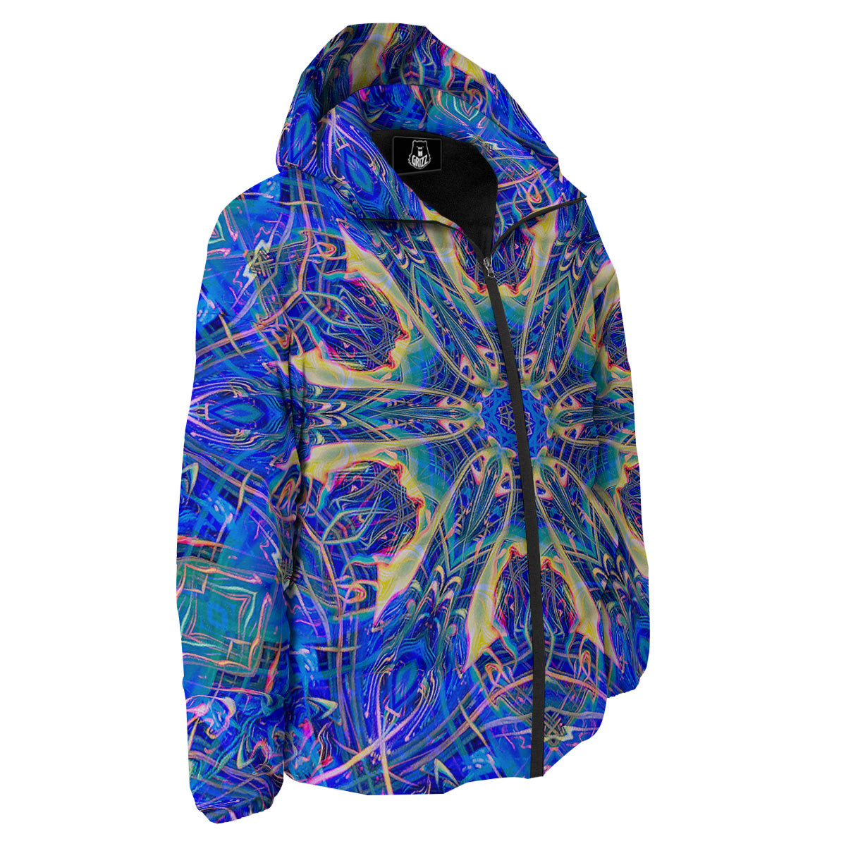 Kaleidoscope Blue Print Down Jacket-grizzshop