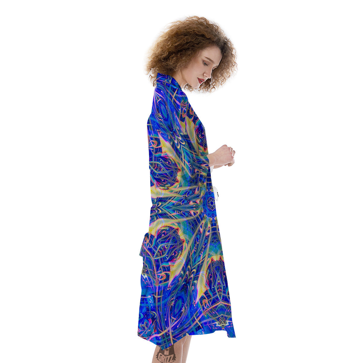 Kaleidoscope Blue Print Kimono-grizzshop