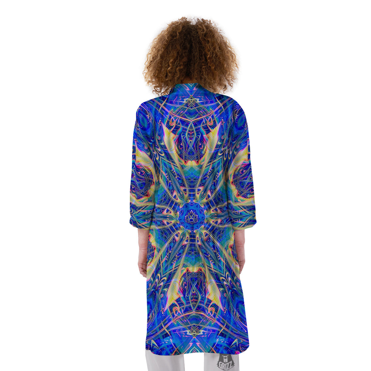 Kaleidoscope Blue Print Kimono-grizzshop