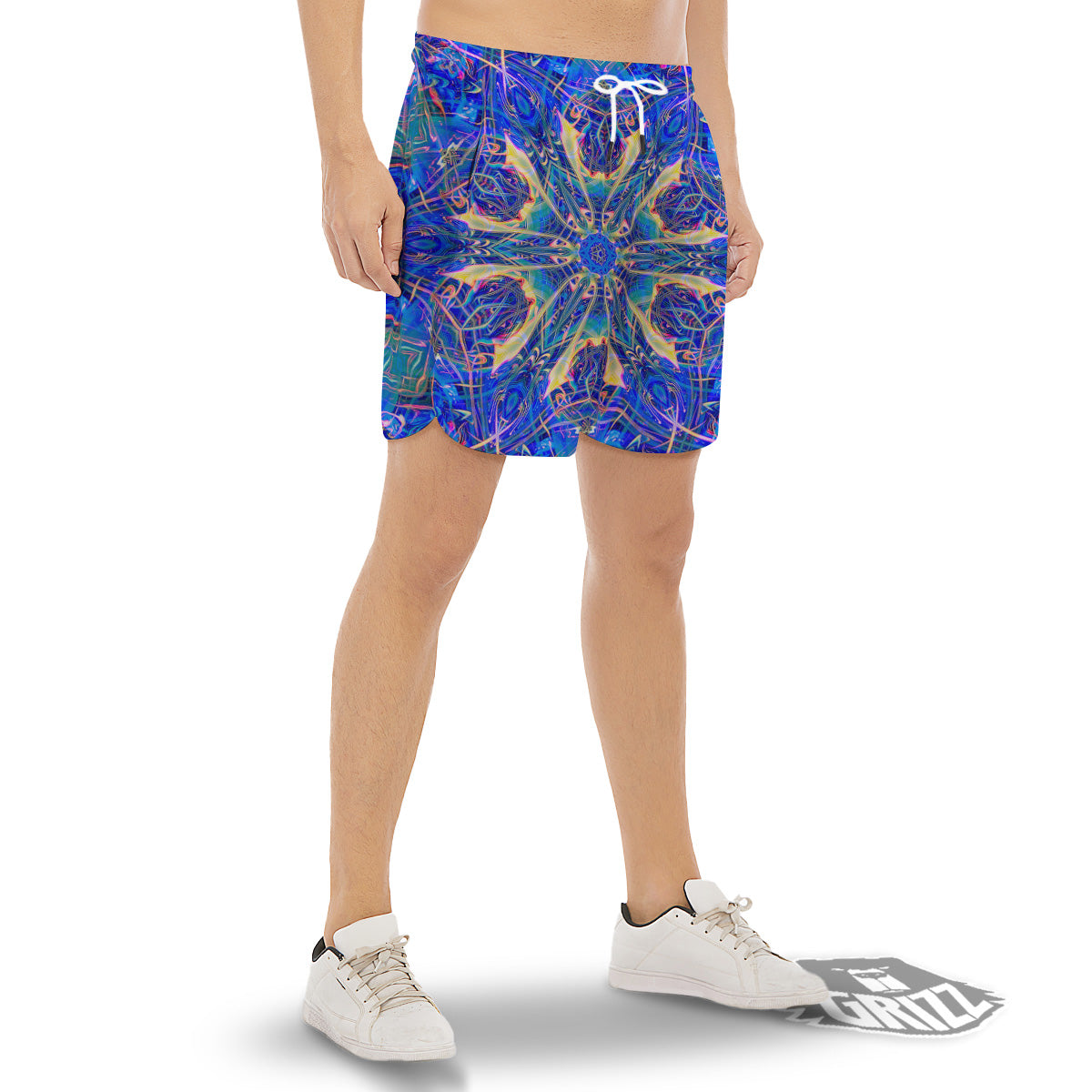 Kaleidoscope Blue Print Men's Gym Shorts-grizzshop