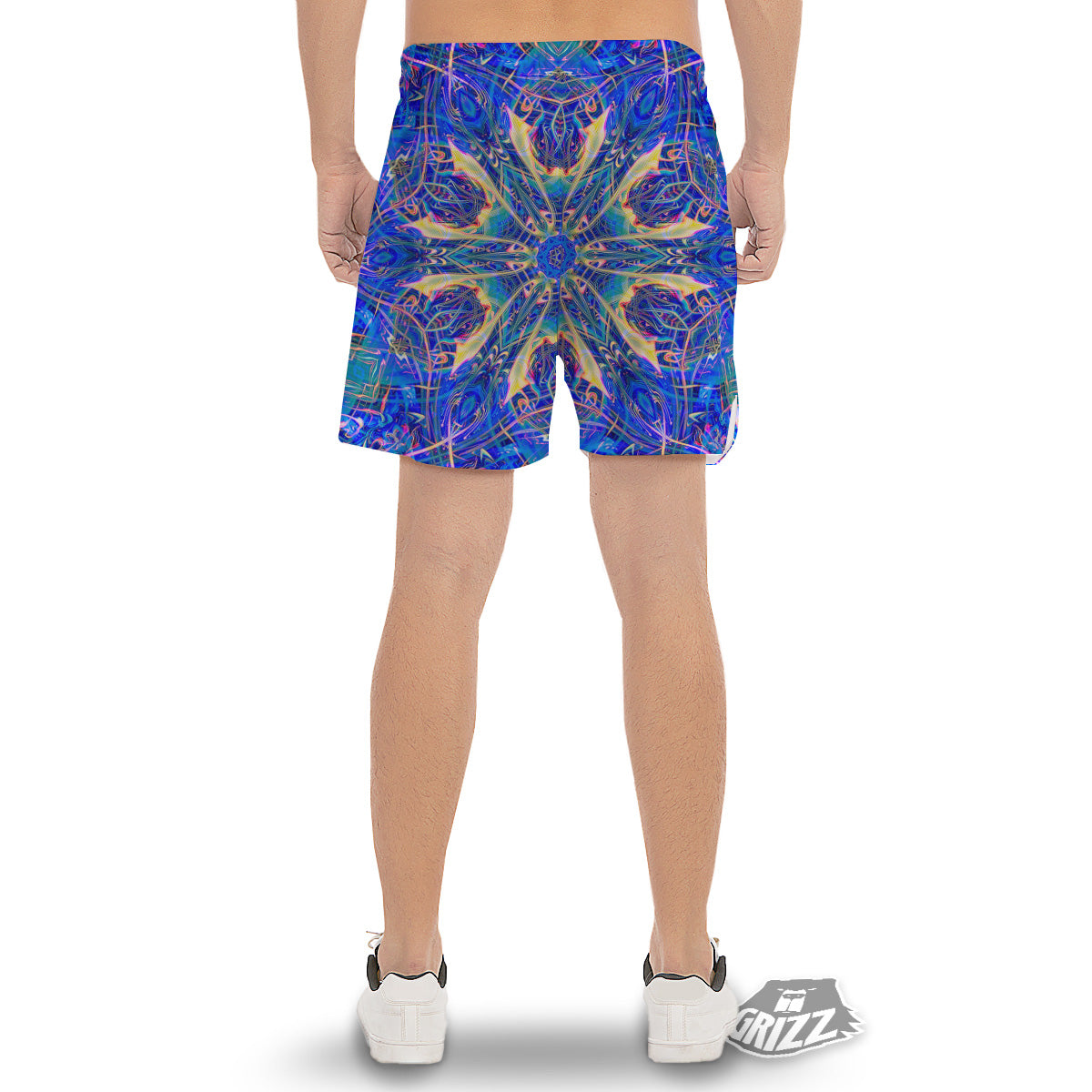 Kaleidoscope Blue Print Men's Gym Shorts-grizzshop