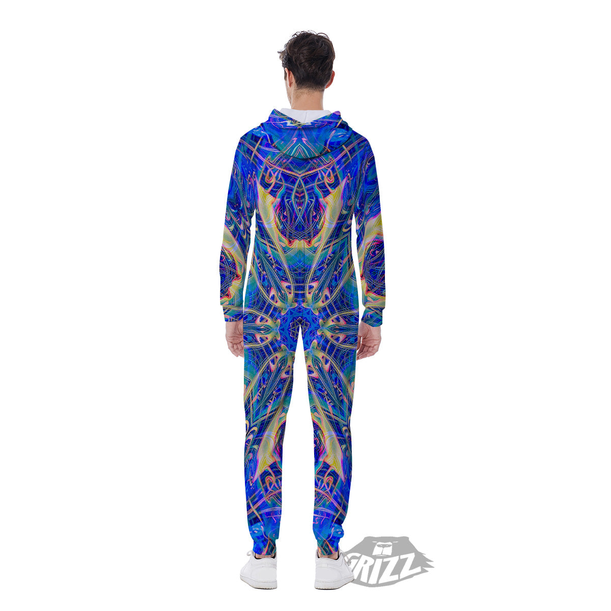 Kaleidoscope Blue Print Men's Jumpsuit-grizzshop