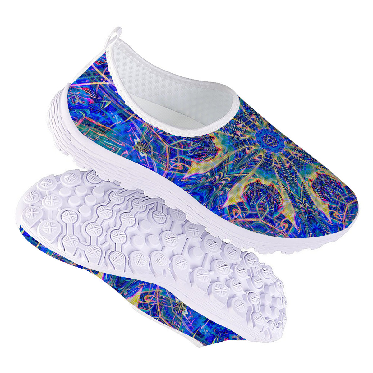 Kaleidoscope Blue Print Nurse Shoes-grizzshop
