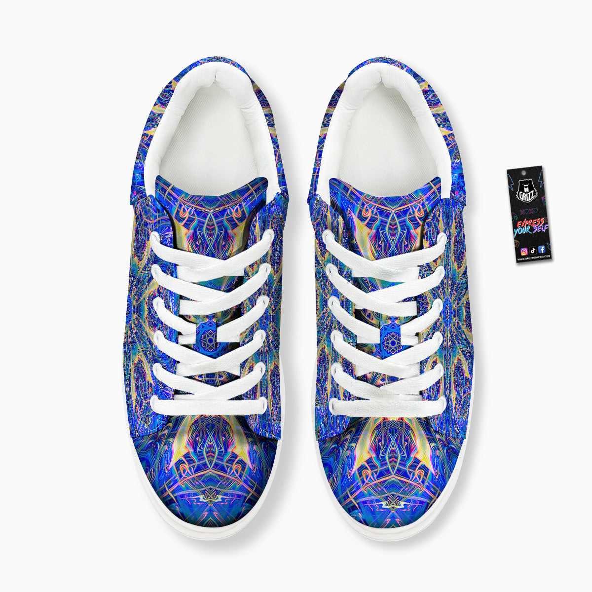Kaleidoscope Blue Print Platform Shoes-grizzshop