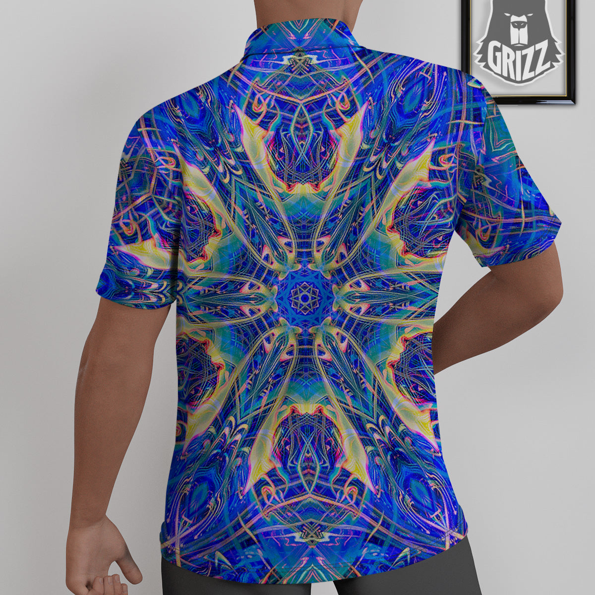 Kaleidoscope Blue Print Untucked Shirts-grizzshop
