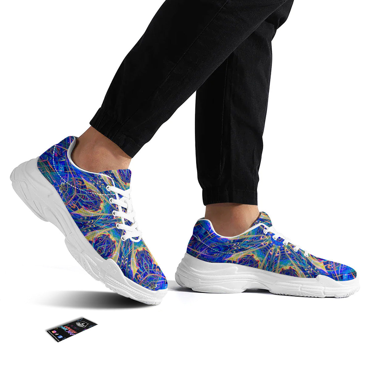 Kaleidoscope Blue Print White Chunky Shoes-grizzshop