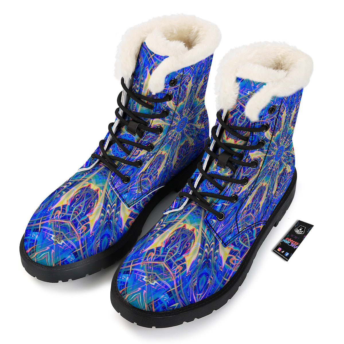 Kaleidoscope Blue Print Winter Boots-grizzshop
